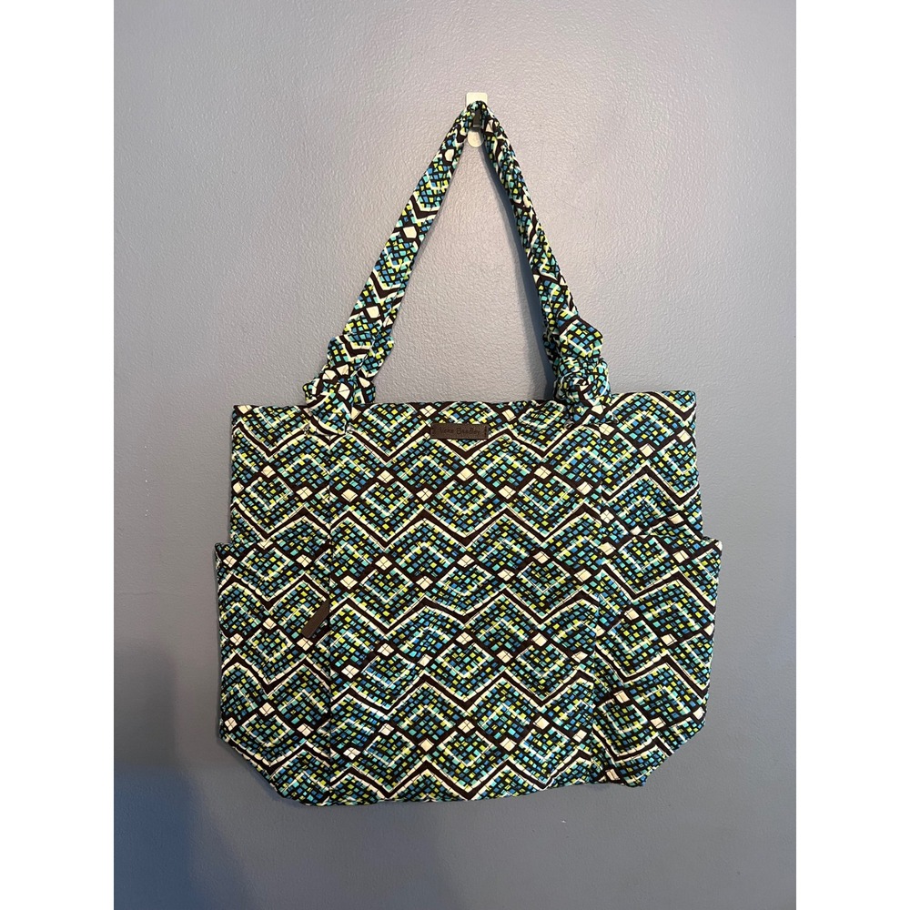 Vera Bradley Hadley East West Tote In Rain Forest Pattern Quilted Tote Retired
